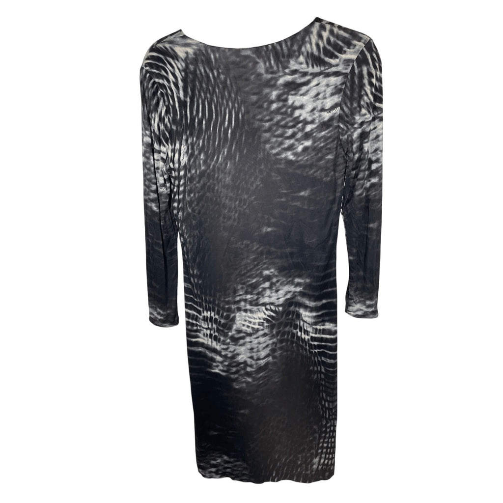 Gucci X Tom Ford Vintage S/S 2000 Abstract Print Long Sleeve V Neck Dress SZ 42