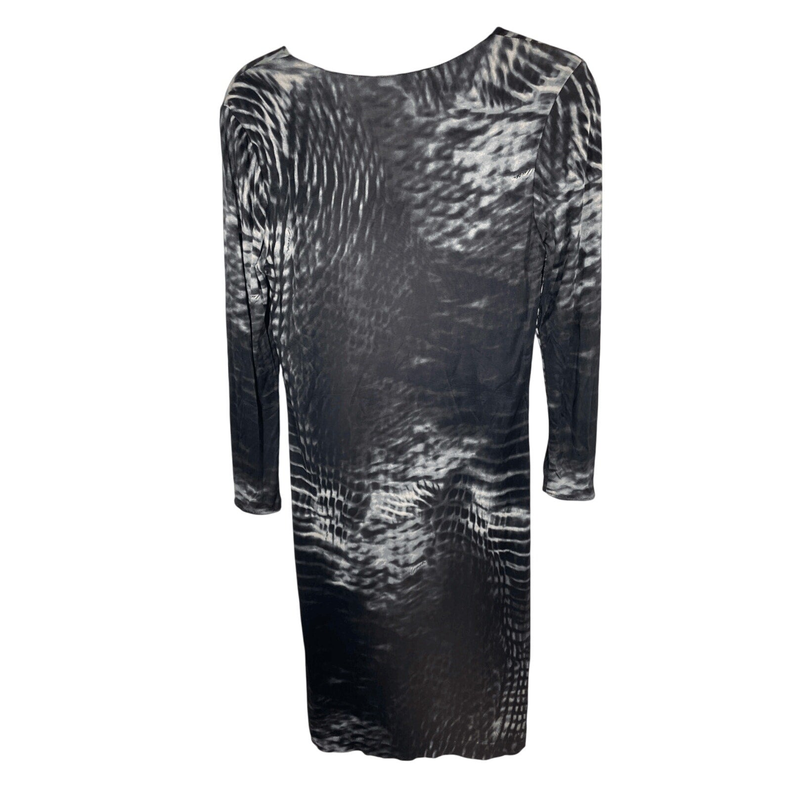 Gucci X Tom Ford Vintage S/S 2000 Abstract Print Long Sleeve V Neck Dress SZ 42