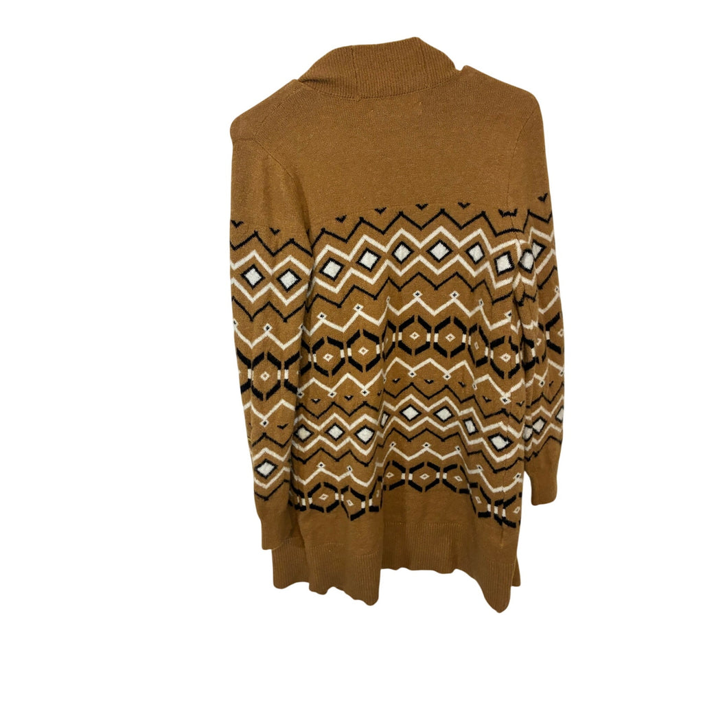 LOFT Fair Isle Open Long Cardigan Womens Cozy Winter Knit Boho Nordic XS