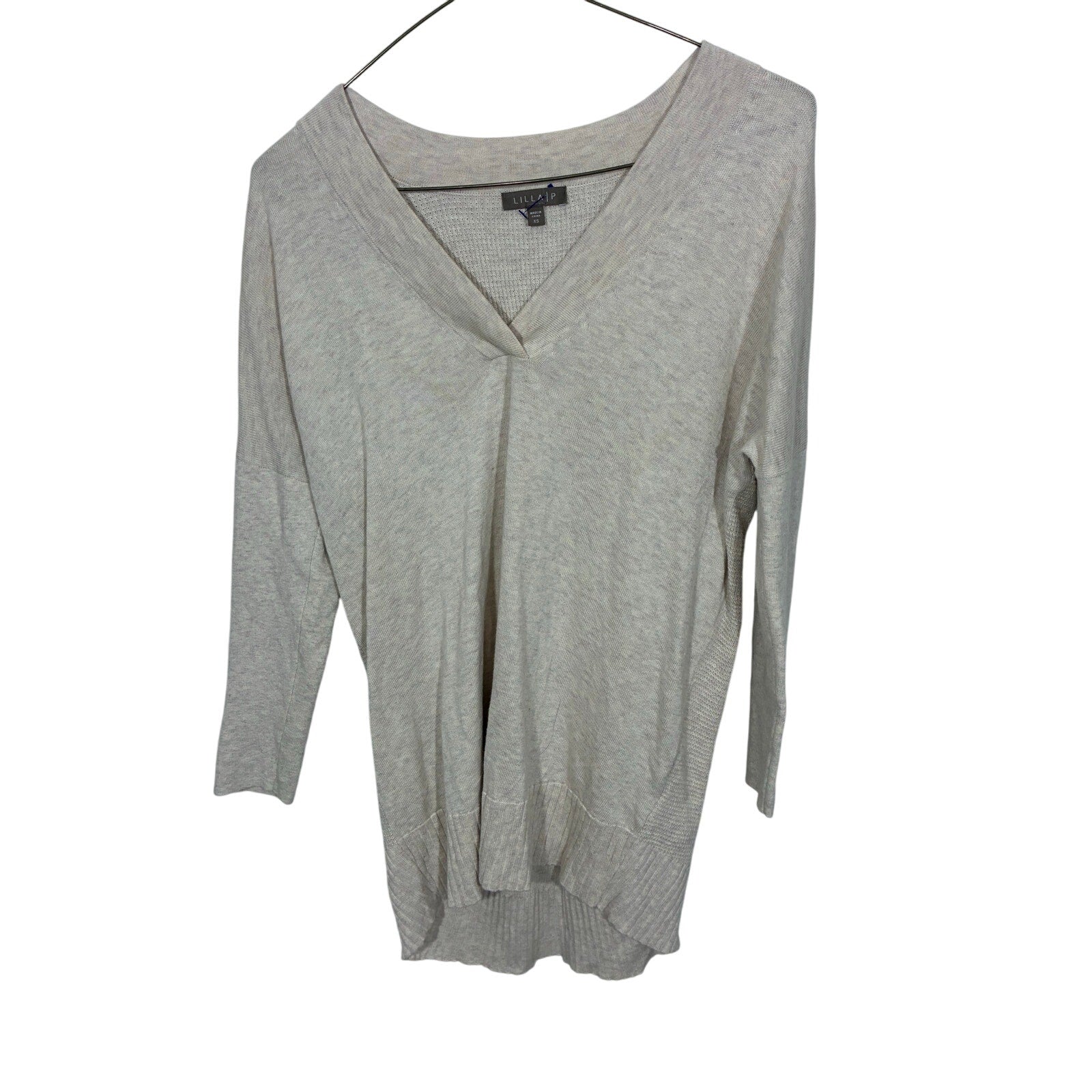 Lilla P Knit Sweater Cotton Modal S Minimalist Neutral V-Neck Preppy Sustainable