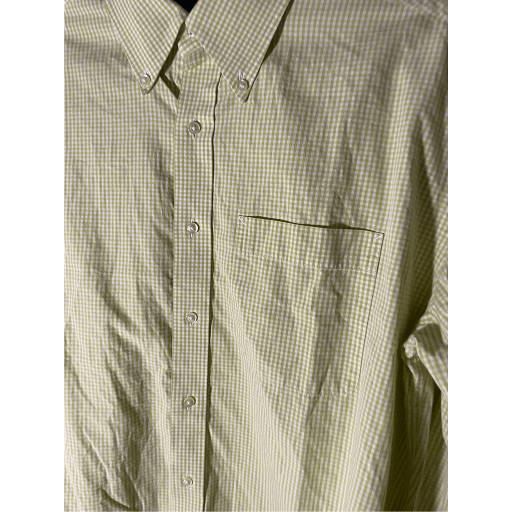 Tommy Hilfiger Men's Checkered Green Button Down  Preppy Academia Dress Shirt