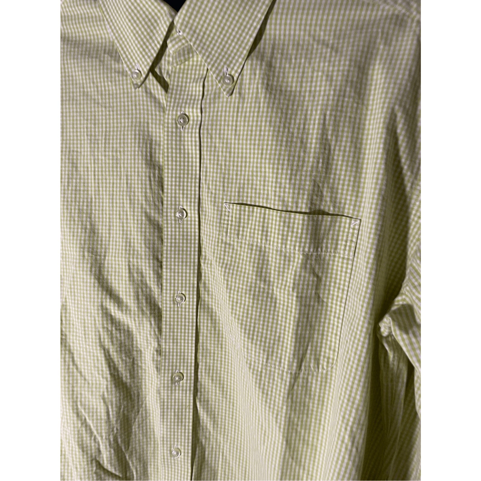 Tommy Hilfiger Men's Checkered Green Button Down  Preppy Academia Dress Shirt