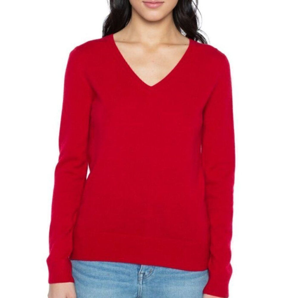 Calvin Klein Jeans V Neck Marino Wool Sweater Women's Pullover Basic Preppy XS