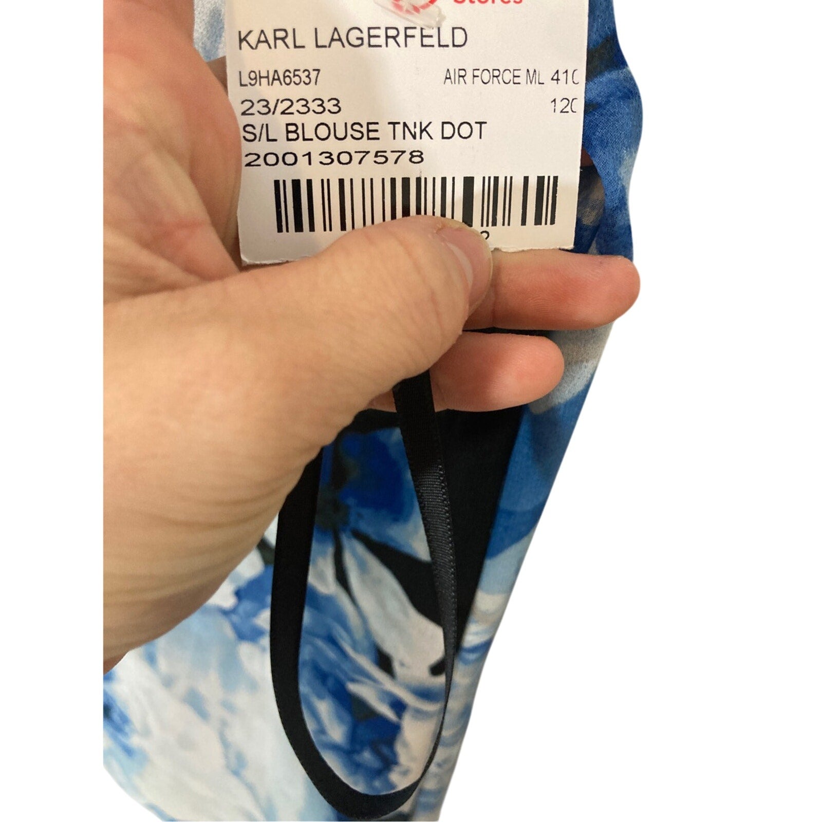 NWT Karl Lagerfeld Floral Peephole Ruffle Bloomecore Office Blouse