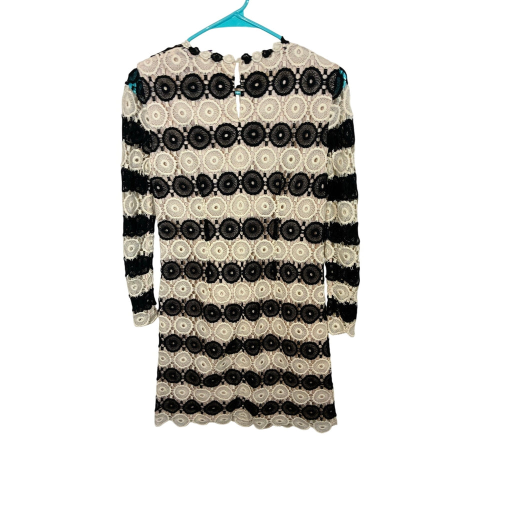 L.K.Bennett Claudine Black Cream Lace Striped Formal Dress 2 Event Corporate