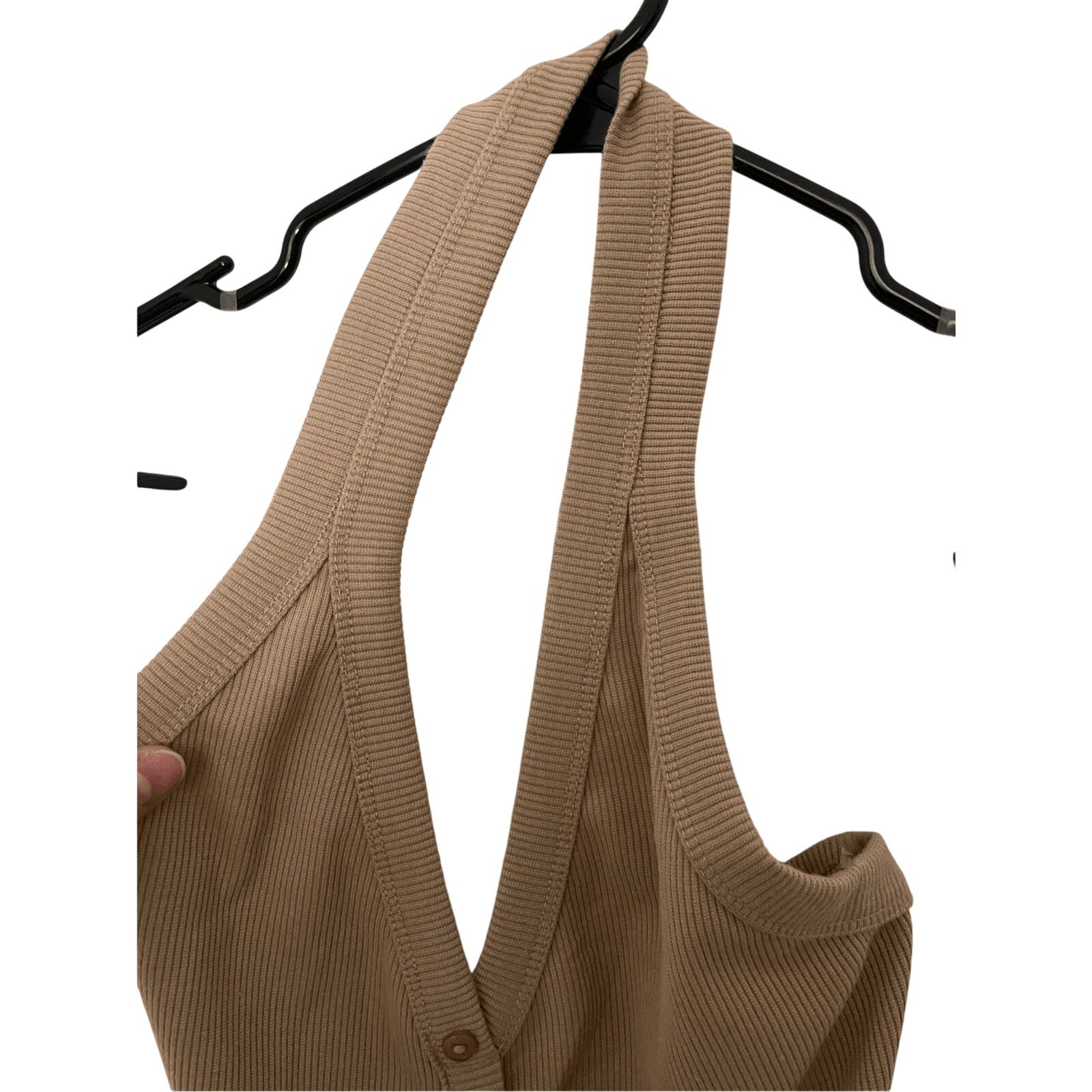 Timing Large New Halter Bodycon Nude Midi SunDress Fitted Preppy Casual Minimal