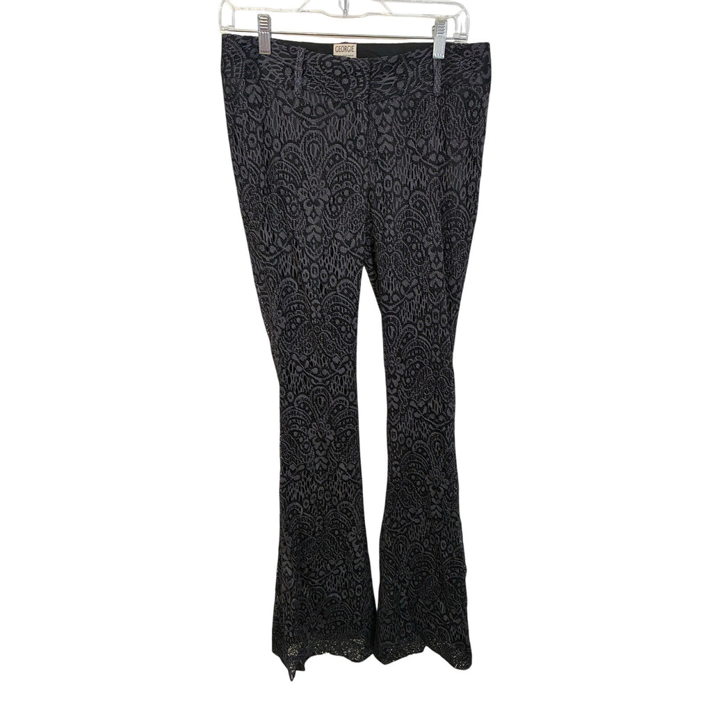 Y2K Georgie Women's Cowgirl Lace Grunge Low Rise Emo Goth Boho Flare Pants