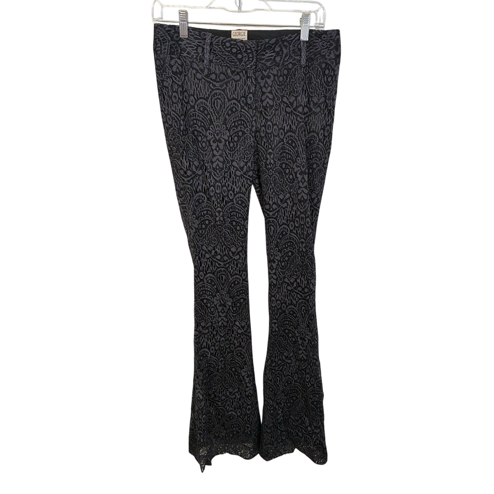 Y2K Georgie Women's Cowgirl Lace Grunge Low Rise Emo Goth Boho Flare Pants