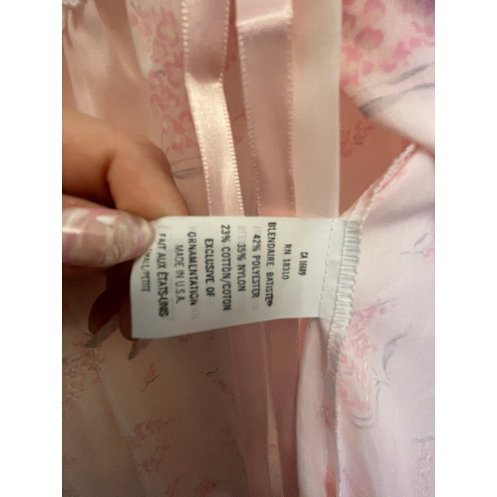 Barbizon Women's Pink Floral Barbie Satin Nightgown Coquette Dainty Victorian M