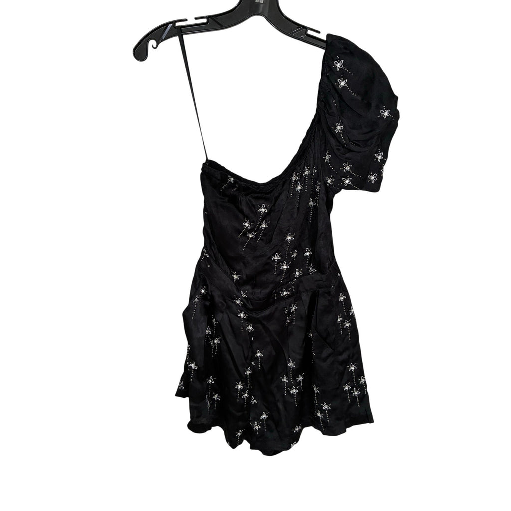 Free People Gemini One Shoulder Beaded Silky Party Romper Size S Cowgirl Rodeo