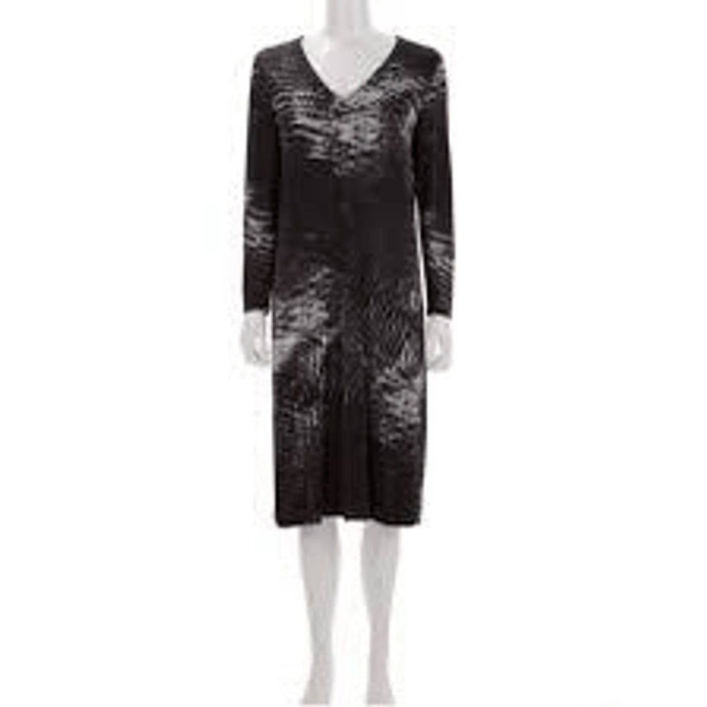 Gucci X Tom Ford Vintage S/S 2000 Abstract Print Long Sleeve V Neck Dress SZ 42