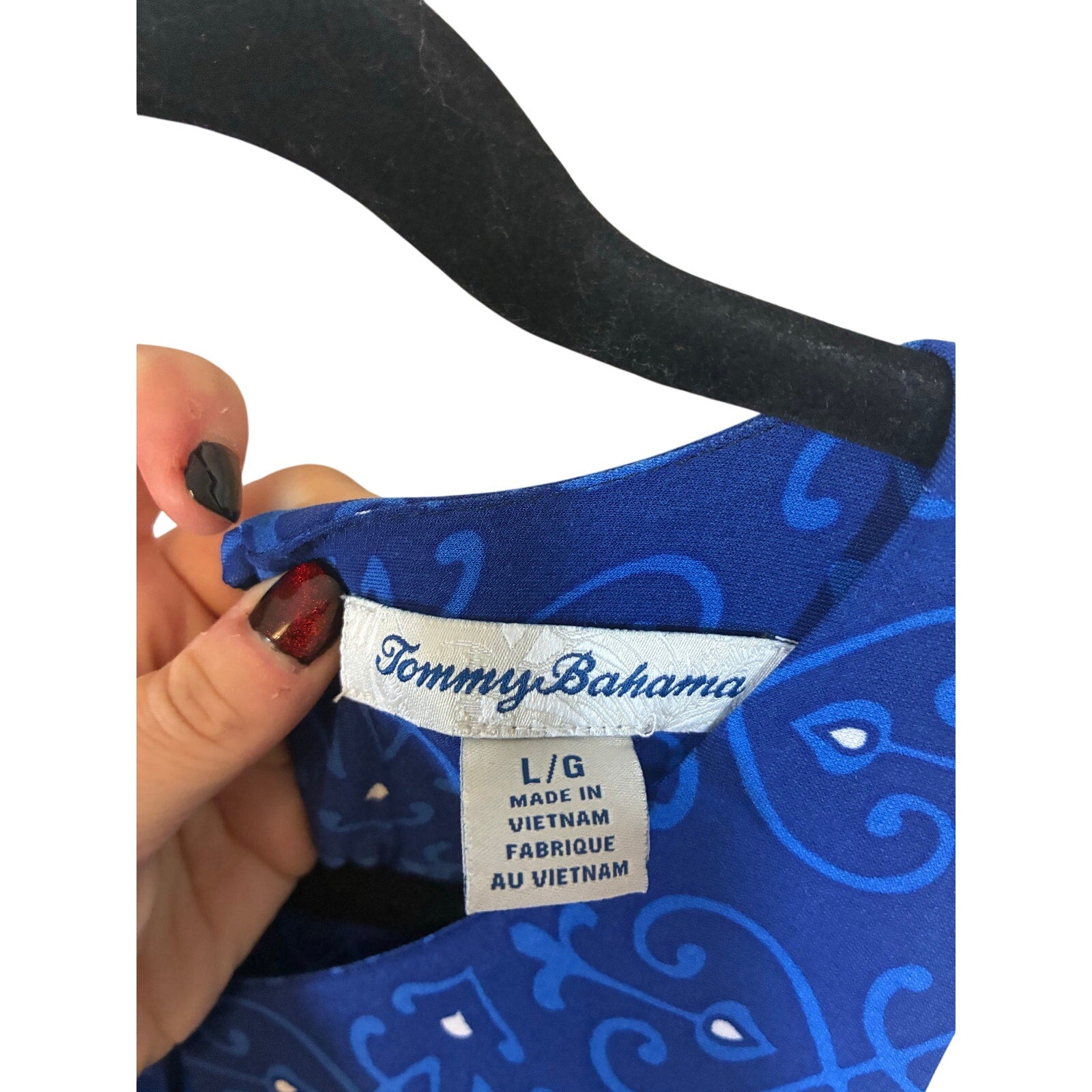 Tommy Bahama Lilium Gardens Tropical Floral Maxi Dress Resort Vacation Blue L