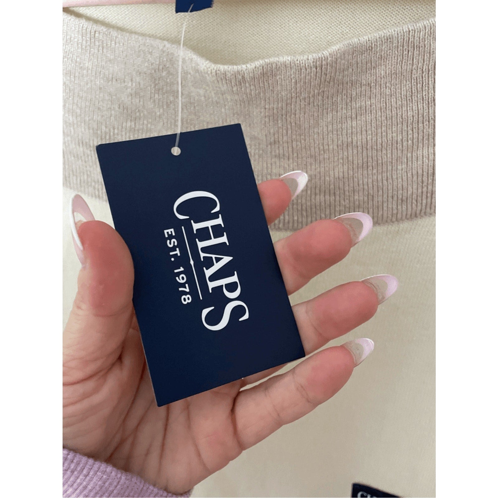 NWT Chaps  Colorblock Ivory Sweater Old Money Comfy Quiet Luxury Neutral XL