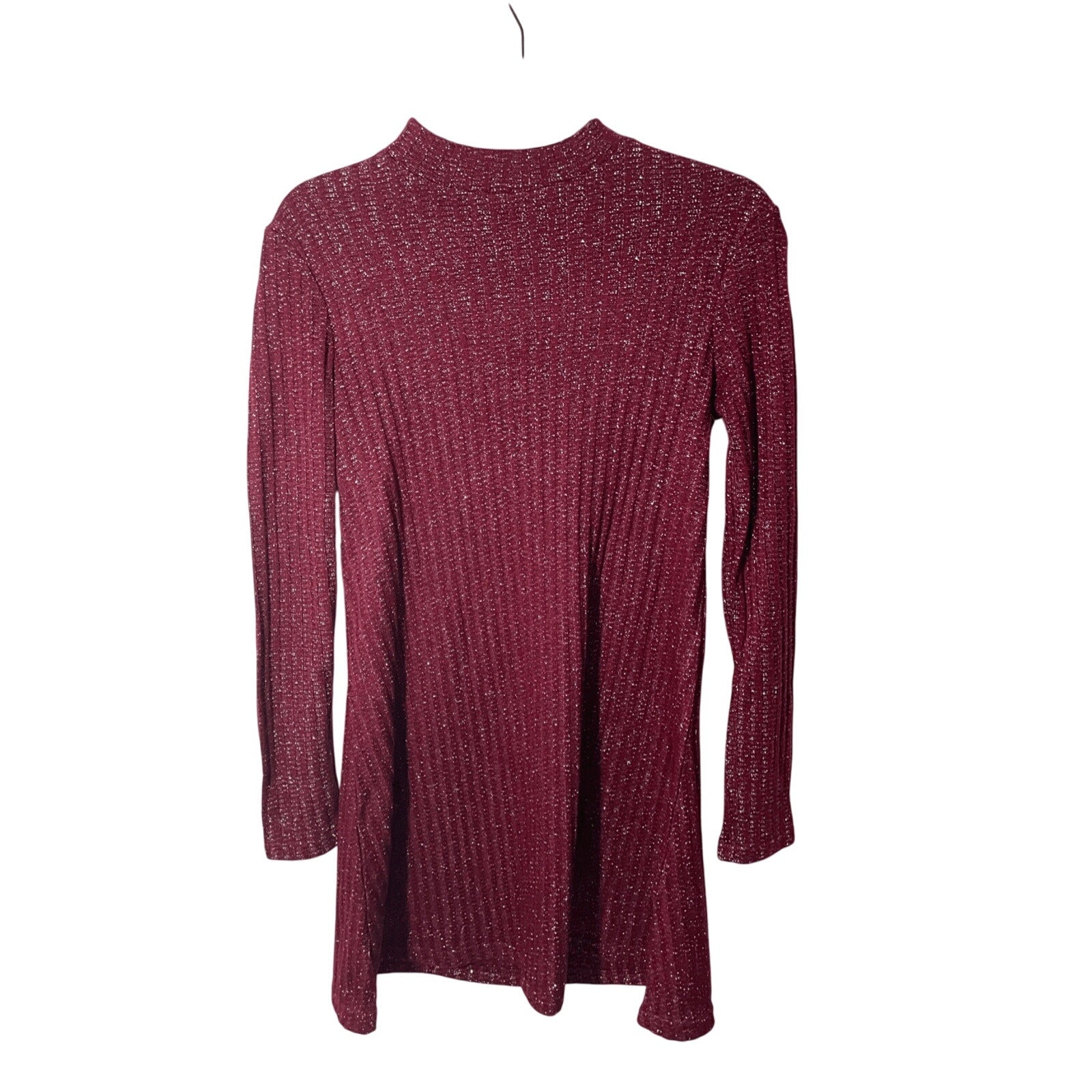 NWT Urban Outfitters Wine Burgundy Shimmer Mock Neck Long Sleeve Dress