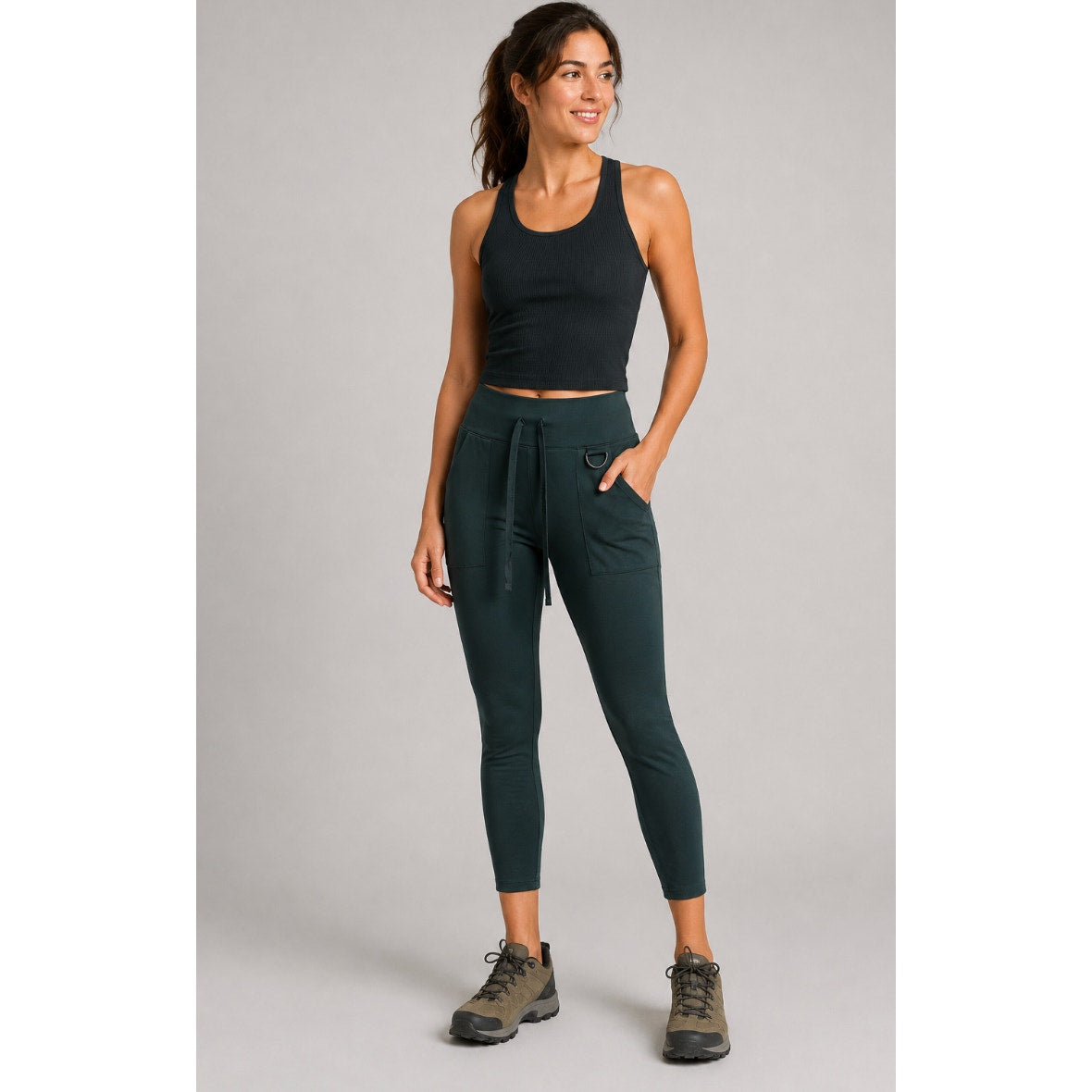 FLX Ascent High Rise Trail Leggings Midnight Green Gorpcore Utility Outdoors M