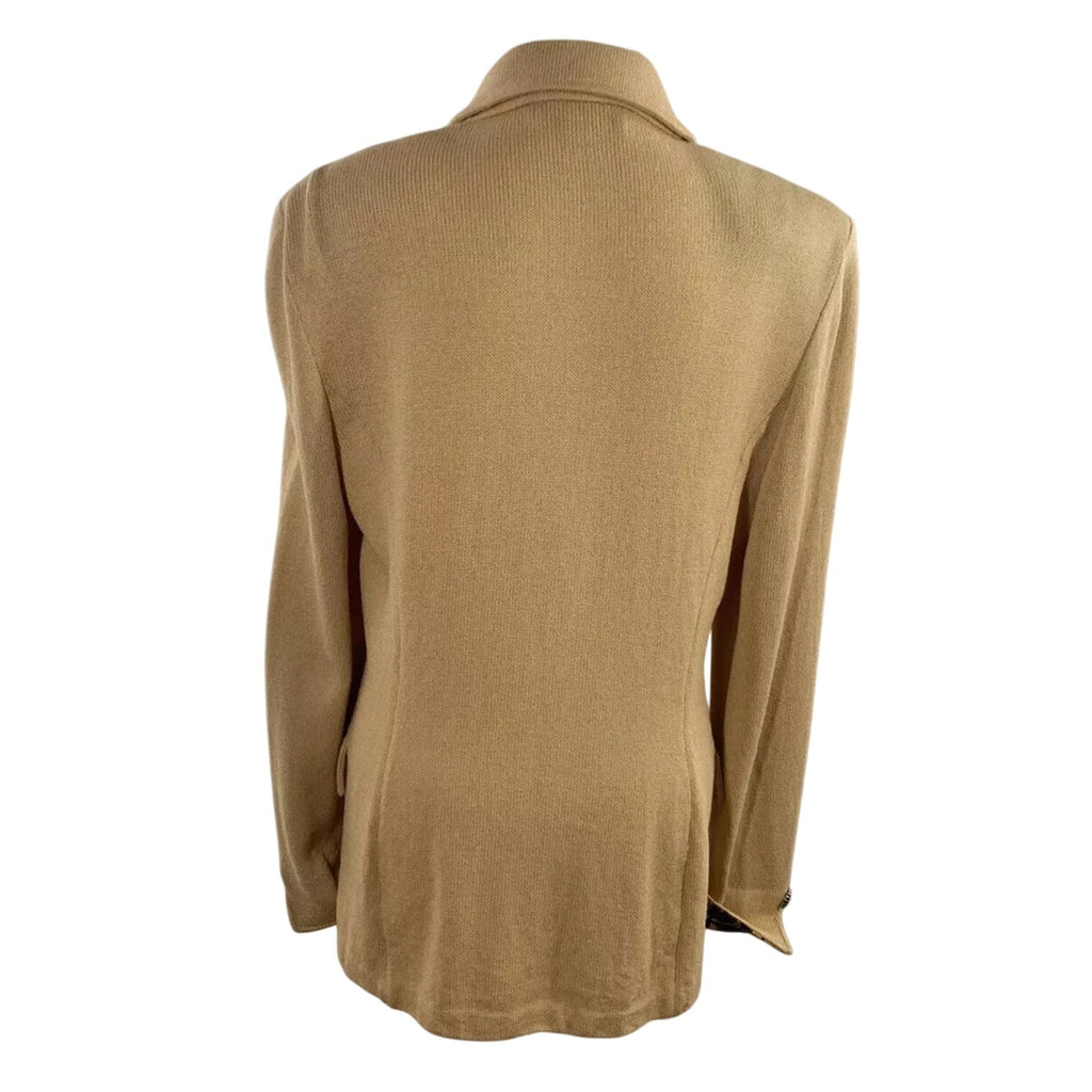 Vintage St. John Collection Santana Knit Blazer Jacket Beige Wool Sz 2 Classic