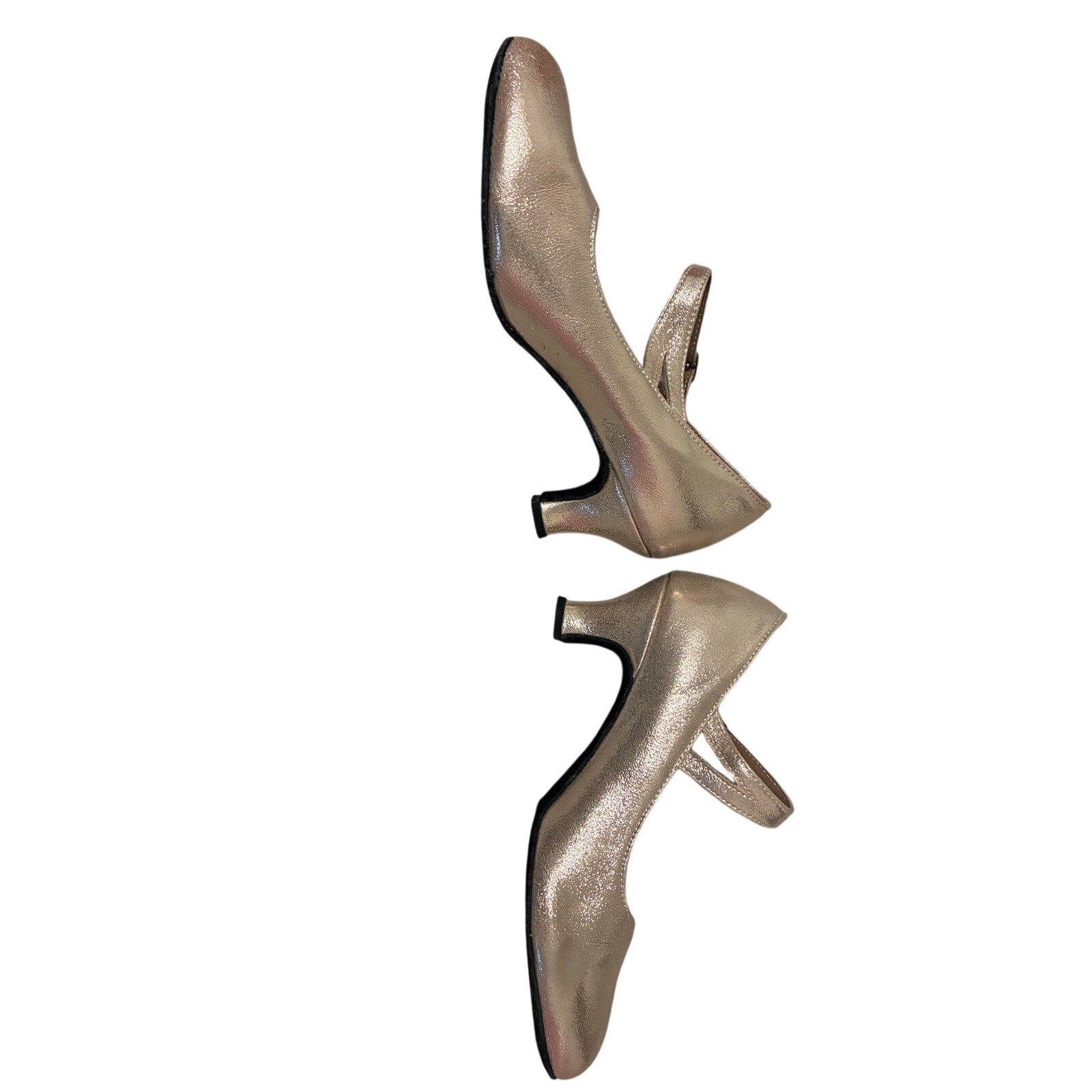 Character Dance Shoes Mary Jane Low Heel Ballroom Theater Metallic Champagne 6–7