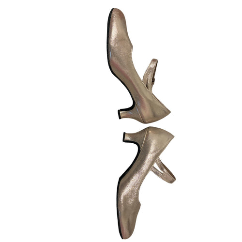 Character Dance Shoes Mary Jane Low Heel Ballroom Theater Metallic Champagne 6–7