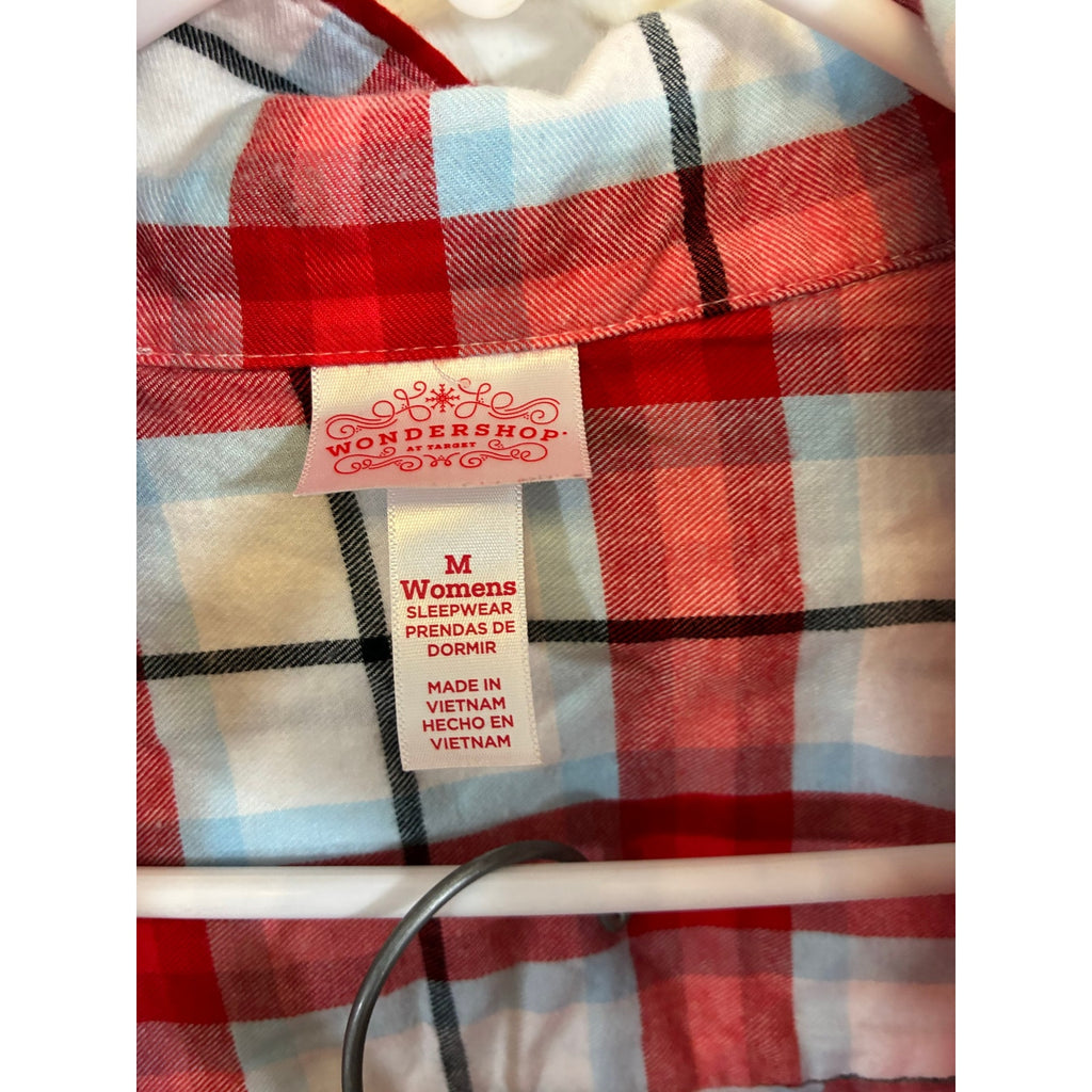 Wondershop Women’s Medium Red White Plaid Pajama Set 2 Piece Holiday Sleepwear