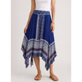 New Directions Women's Large L Blue Paisley A-Line Skirt Novelty Boho Hippie