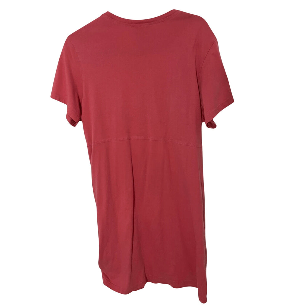 L.L. Bean Womens Easy Cotton Shift Dress Size PM Medium Pink Coral Short Sleeve