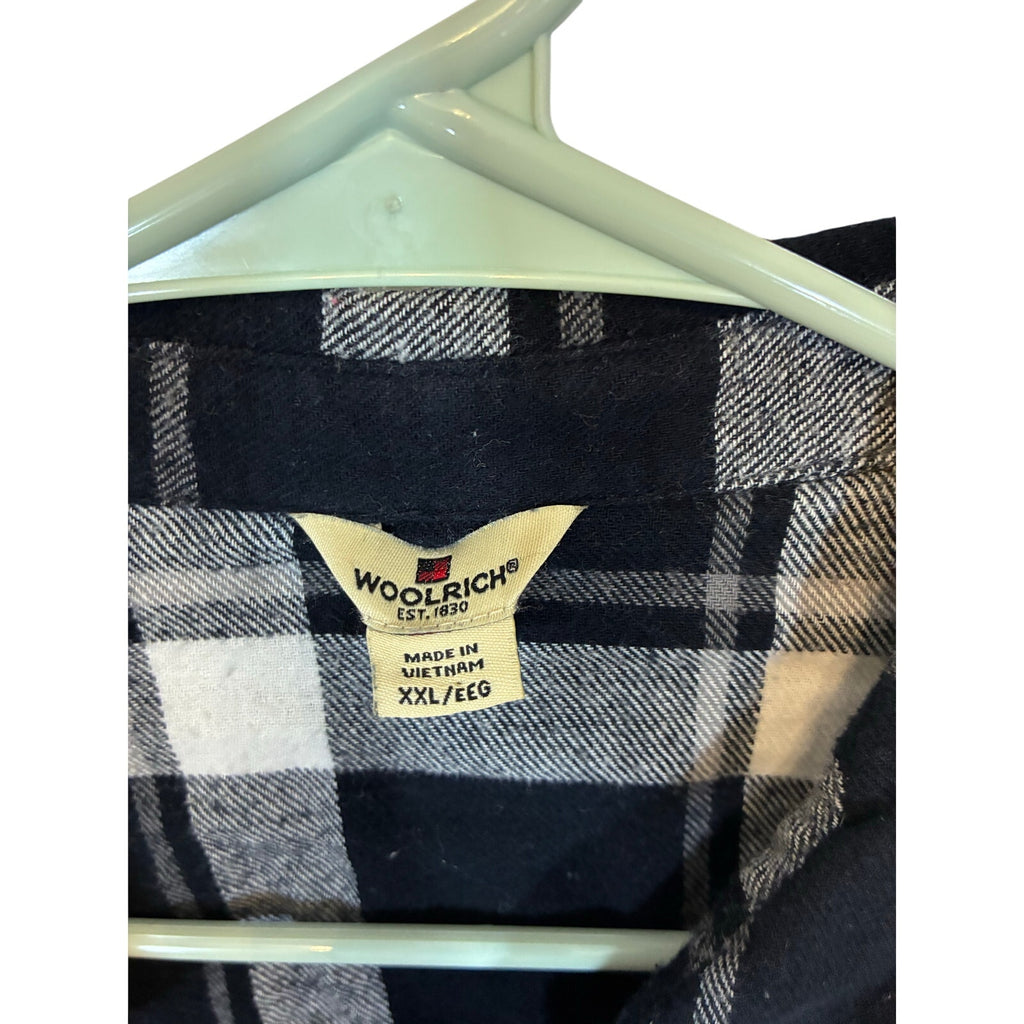 Woolrich plaid button-up flannel Gingham Black White Lumberjack Gorpcore XXL