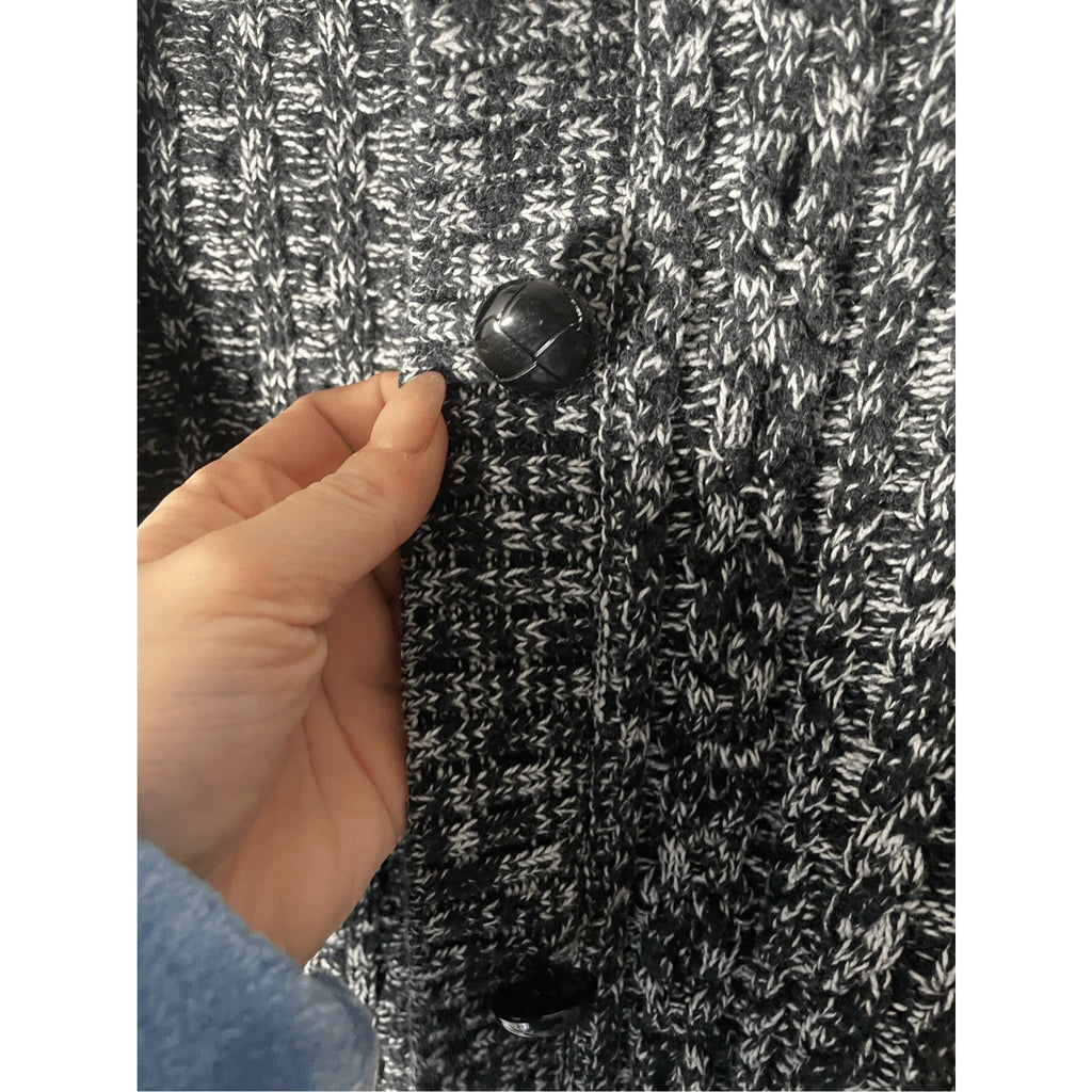 John Paul Richard Front Button Grey Acrylic Cardigan Lagenlook Coastal Grandma M
