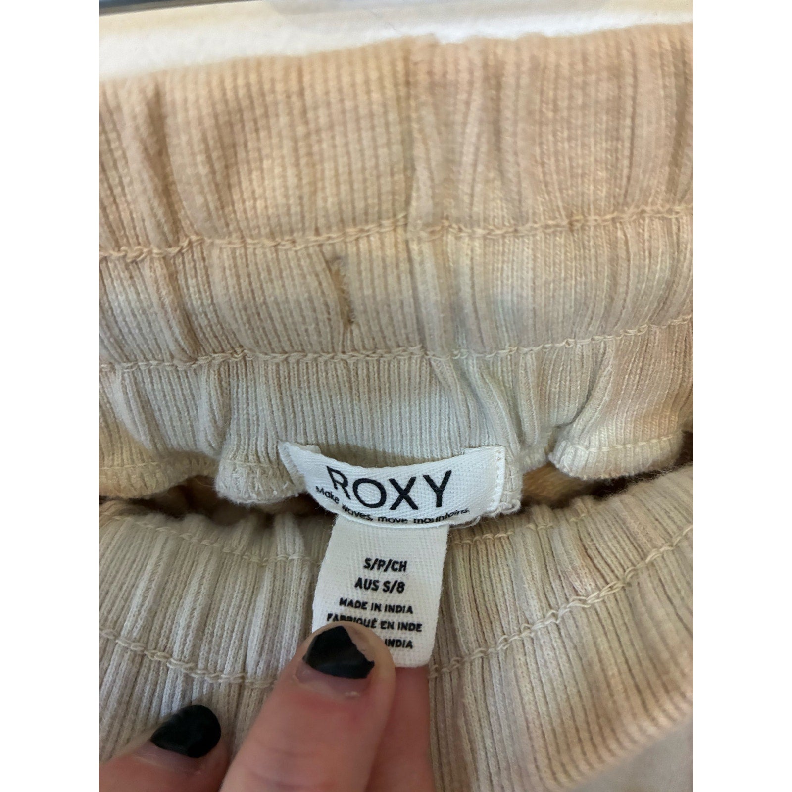 Roxy Fools Gold Joggers Womens Beige Lounge Sweatpants Drawstring Casual S