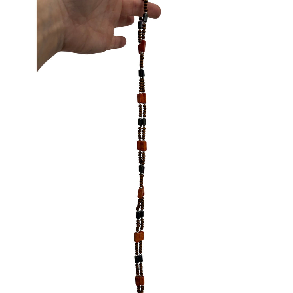 Wrap Bracelet  Burnt Orange Abalone Magnet Wrap  Boho Style adjustable