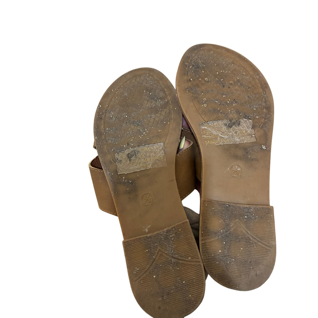 Seven7 Women's Jesse Brown Crisscross Slide Sandals Coastal Vacation Summer 8