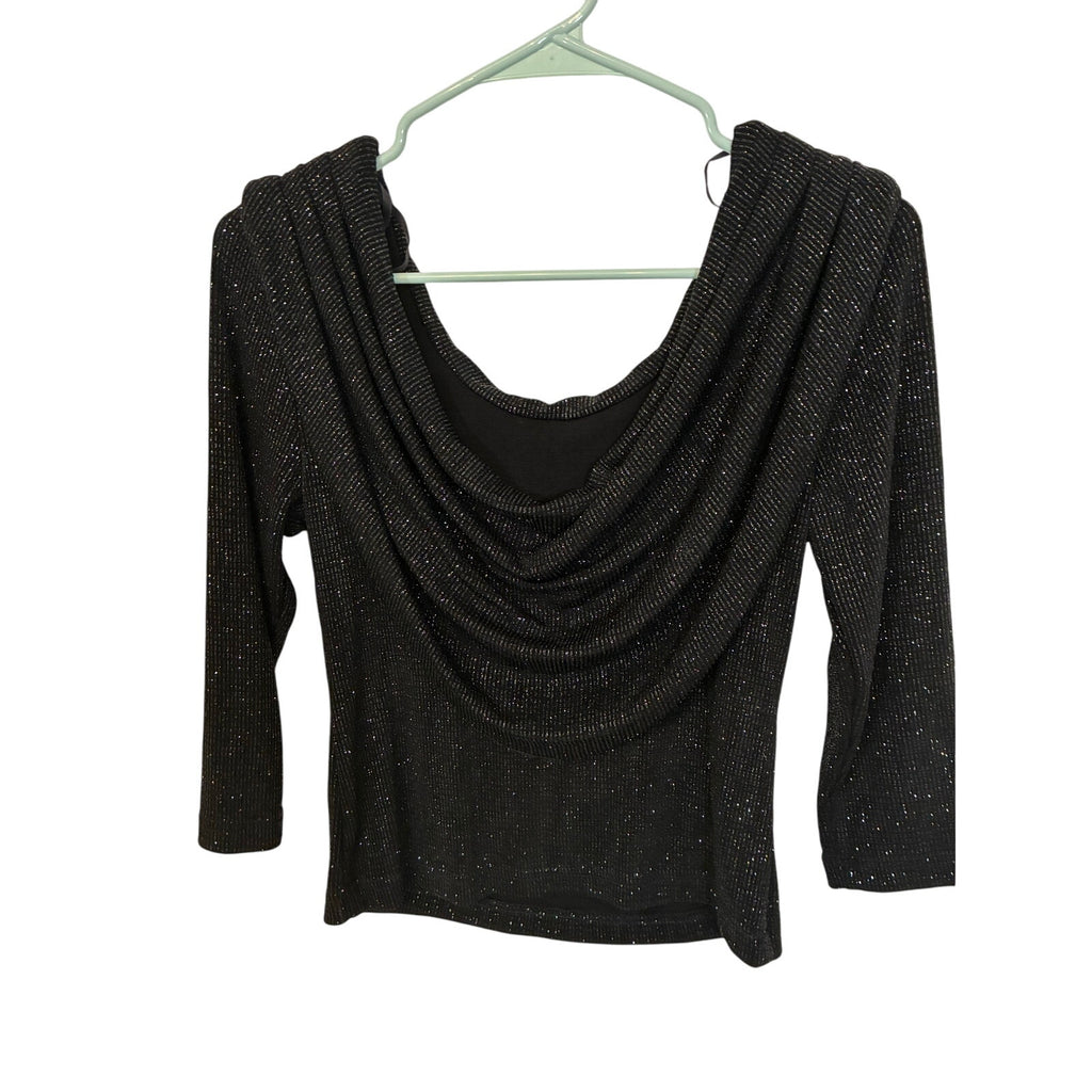 Vintage MSK Women's Ruched Cowl Neck Glam Glitter Praty Club Teacher Top S Bratz
