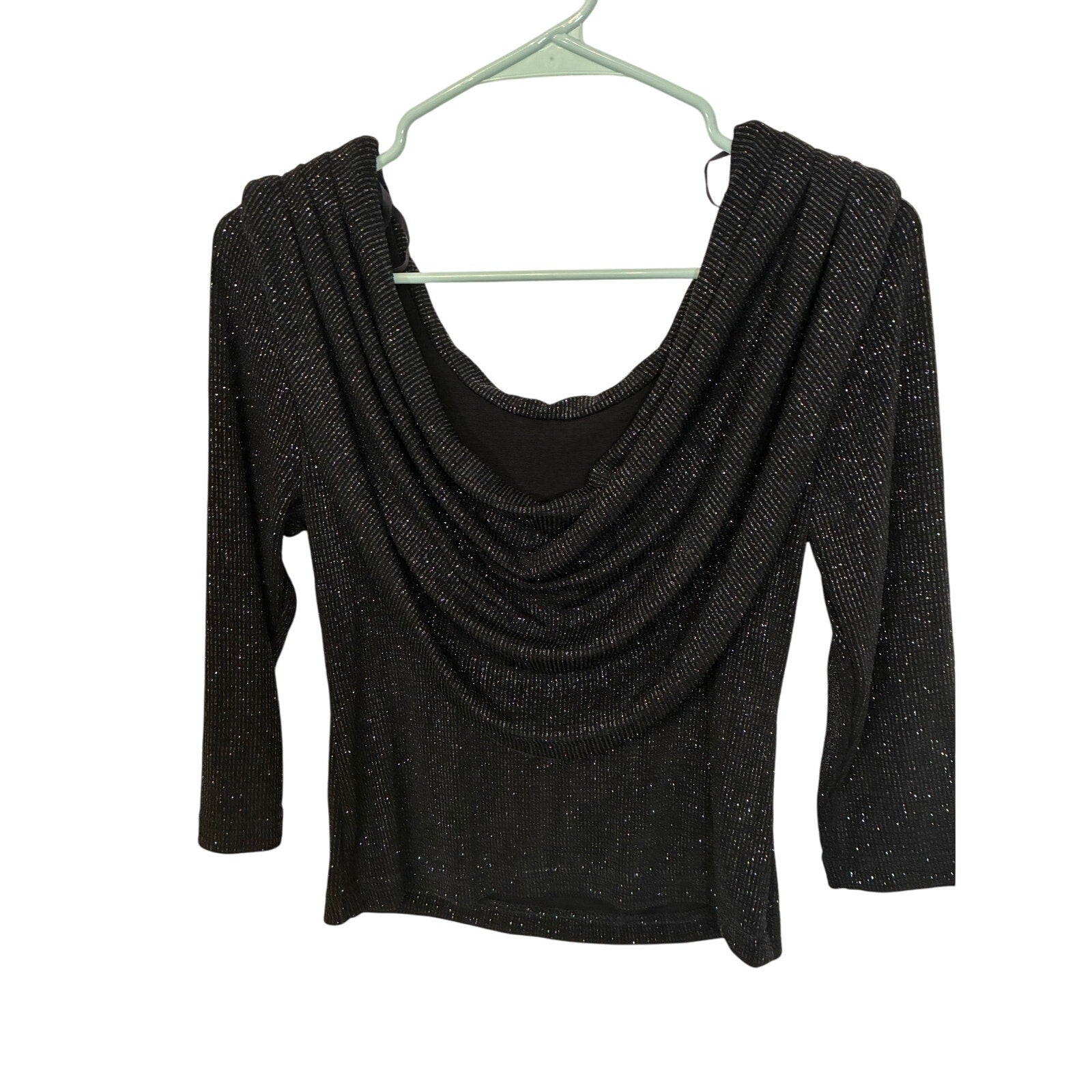 Vintage MSK Women's Ruched Cowl Neck Glam Glitter Praty Club Teacher Top S Bratz