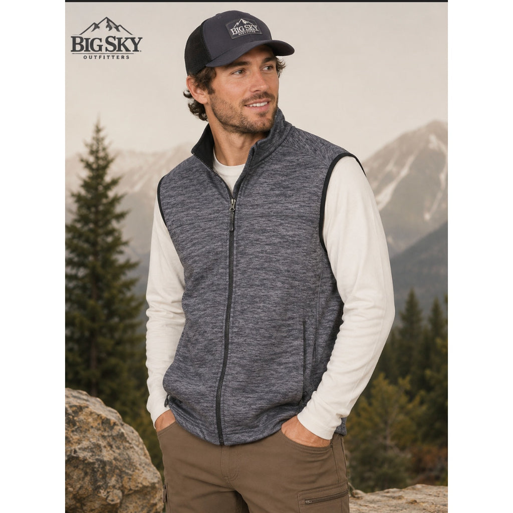 Big Sky Outfitters Men's Grey Front Zip Vest L Gorpcore Utility Outdoors Hike