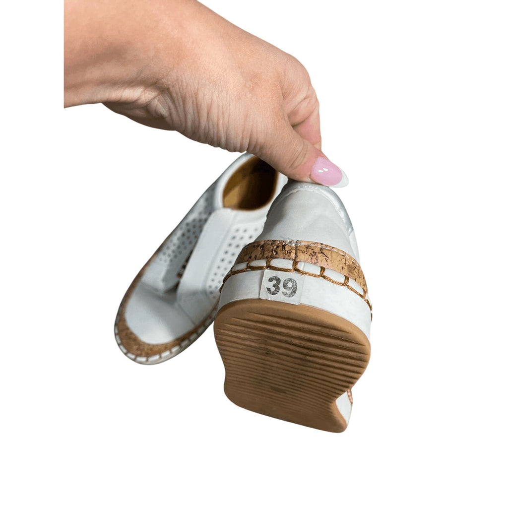 SZ. 39/ 8.5 US Women's Slip On Faux Cork Sneakers Casual Comfort Cozy Boho