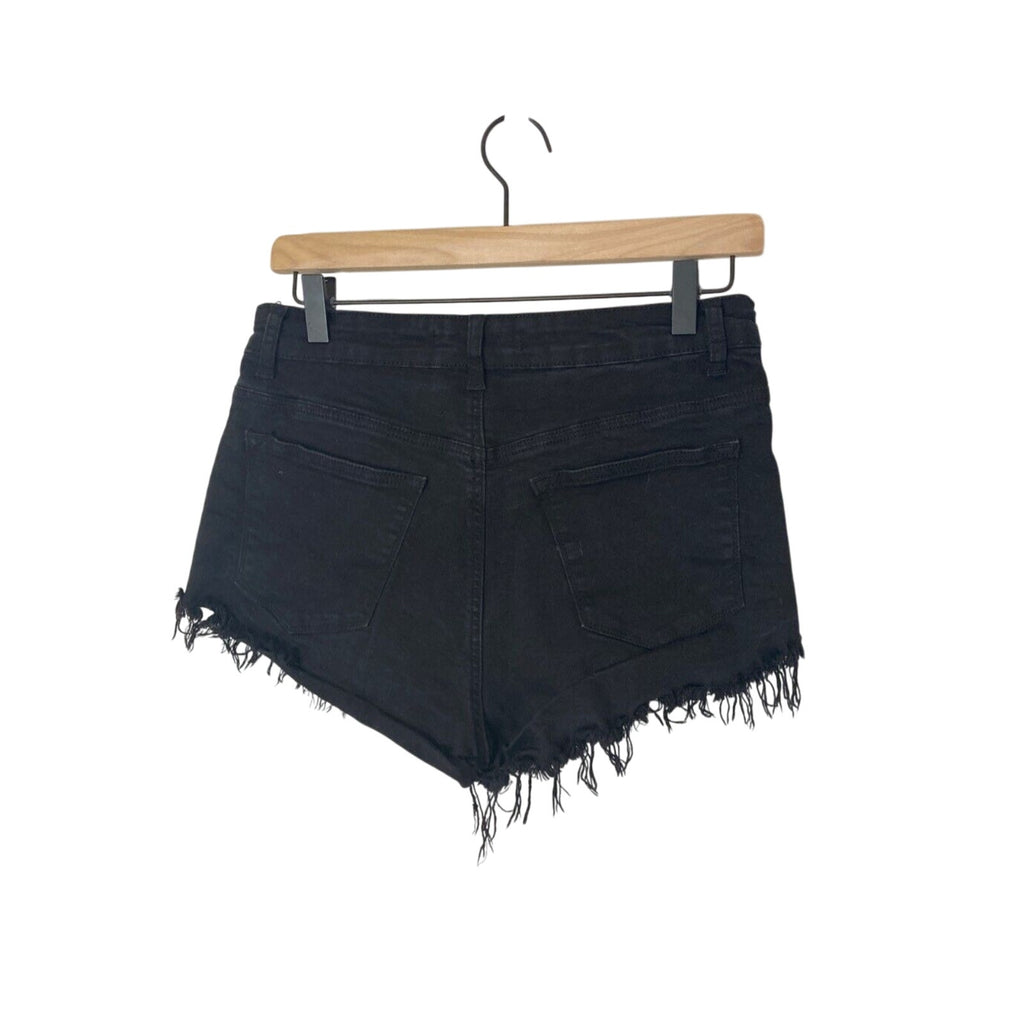Kancan Distressed Estillo Black High Rise Mom Jean Emo Festival Shorts