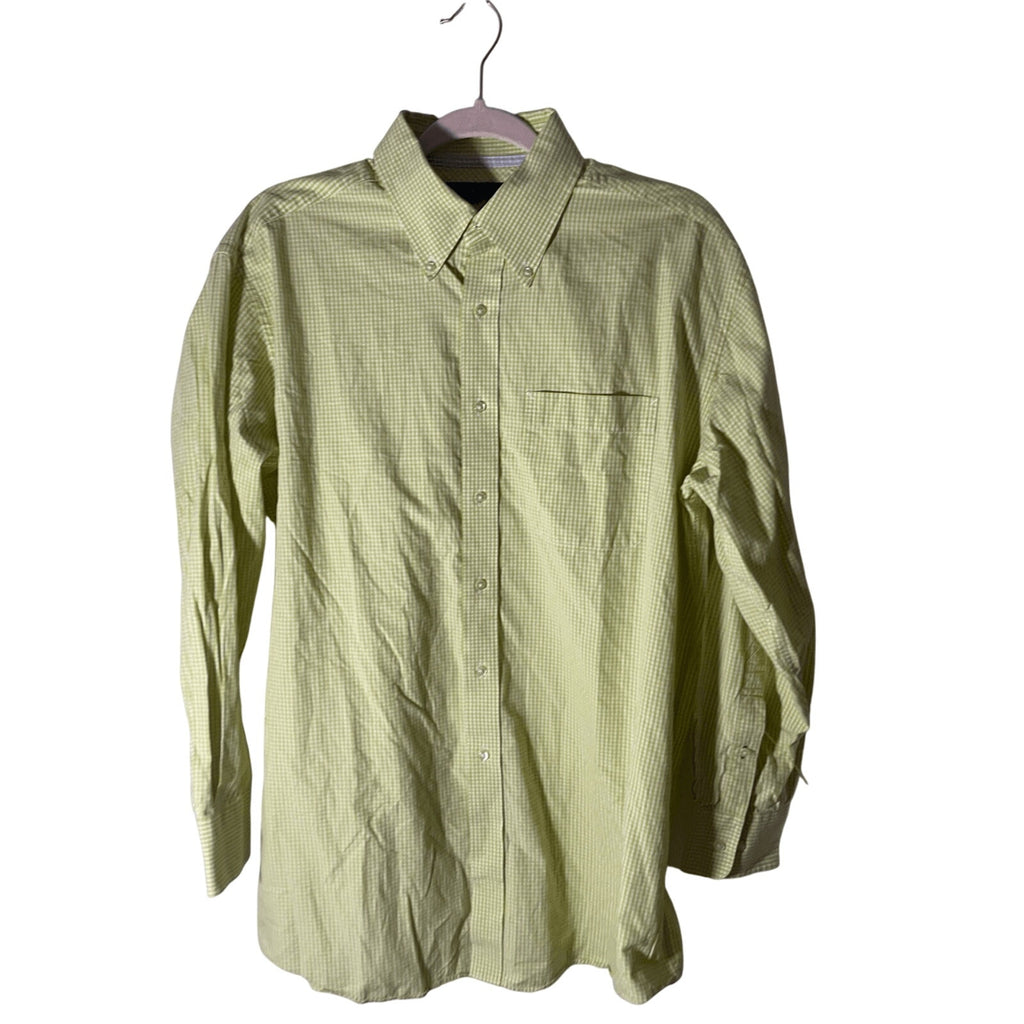 Tommy Hilfiger Men's Checkered Green Button Down  Preppy Academia Dress Shirt