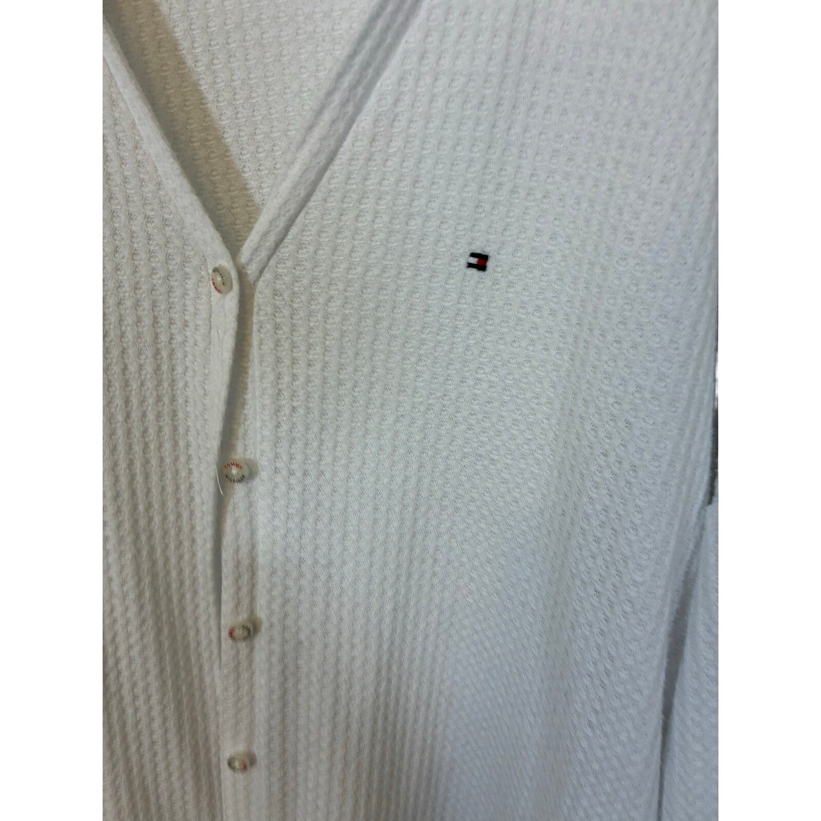 Tommy Hilfiger White Button Front Cardigan Sweater Women’s M Coastal Nautical
