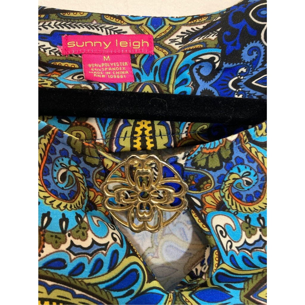Sunny Leigh Medium Tribal Print Retro Resort. Relaxed Vacation Oasis Dress