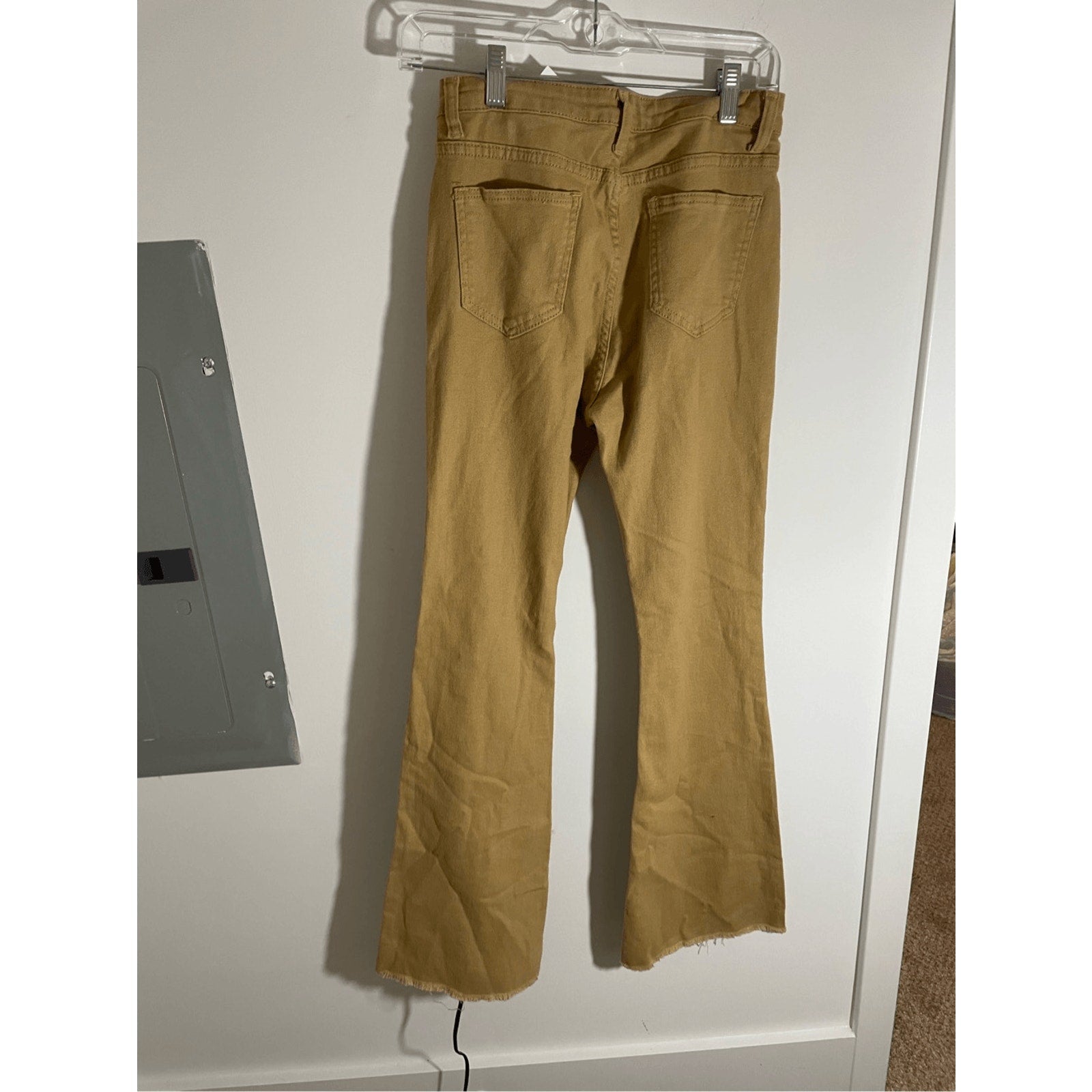 Women High Rise Geisha Jeans Flared Bootcut Tan Denim Caramel size S