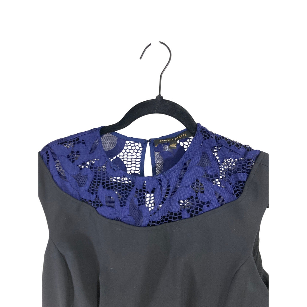 Cynthia Steffe Pleated A Line Lace Collared Cotton Dress
