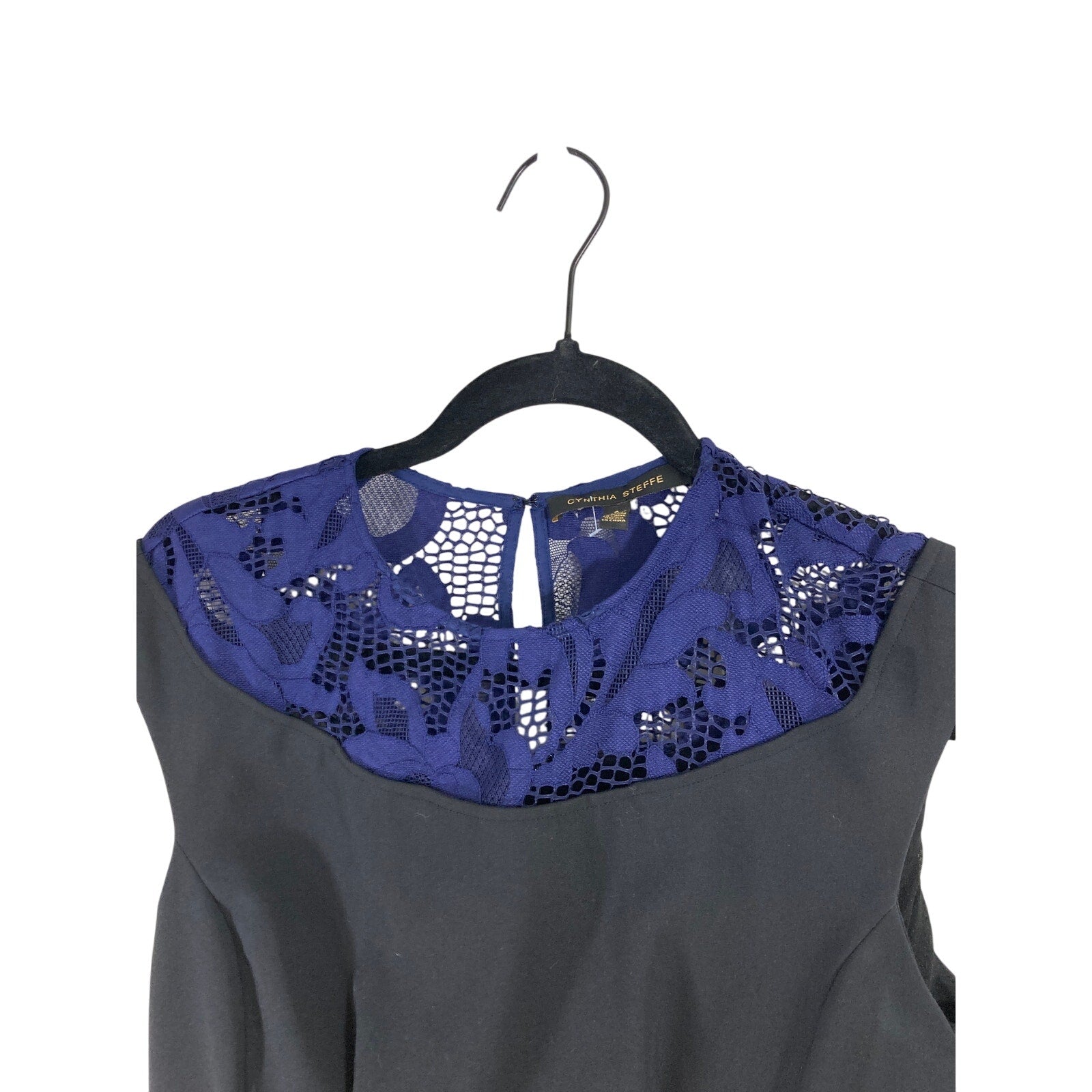 Cynthia Steffe Pleated A Line Lace Collared Cotton Dress