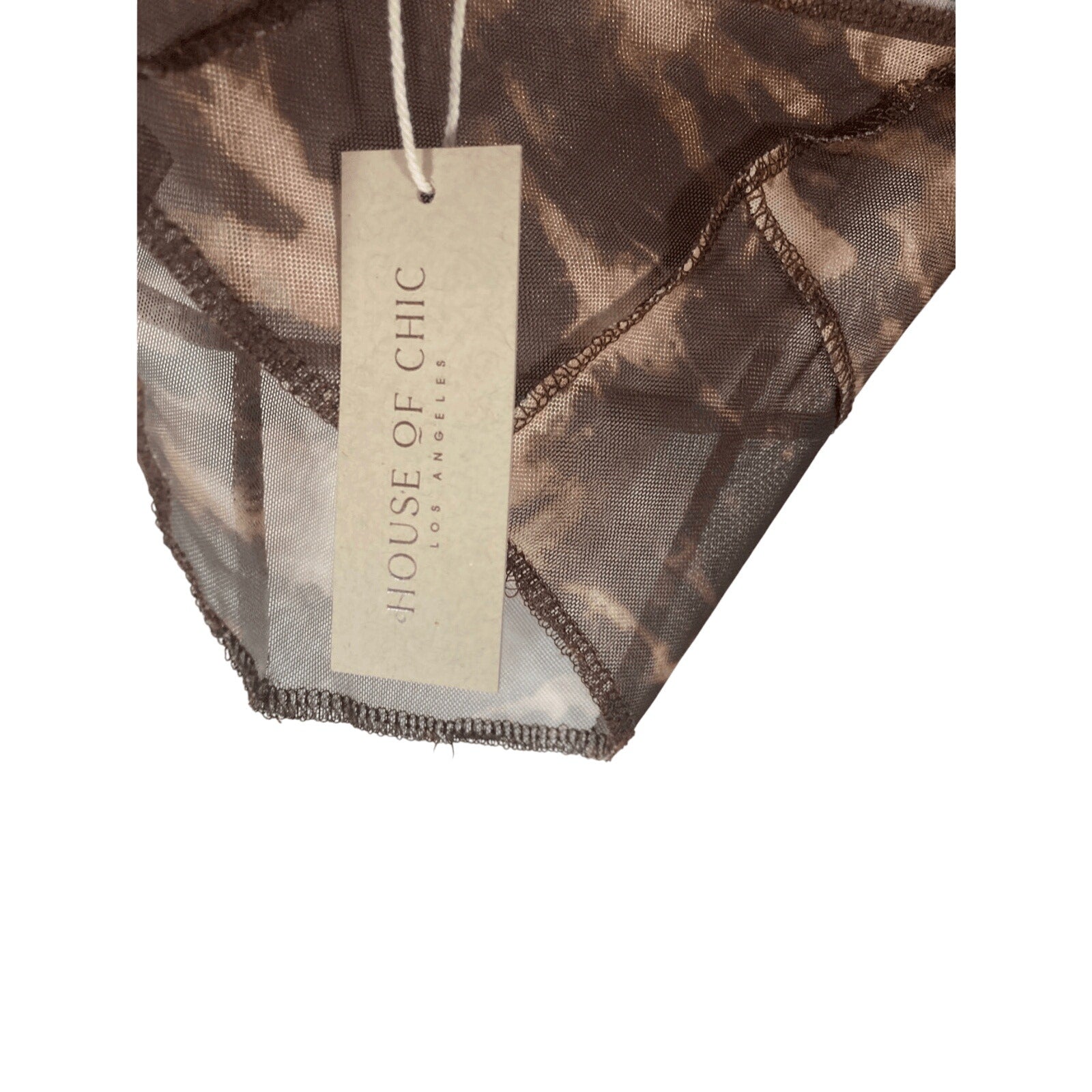 NWT House of Chic LA Open Back Tie Dye Brown Sheer Girl's Night Out Long Sleeve