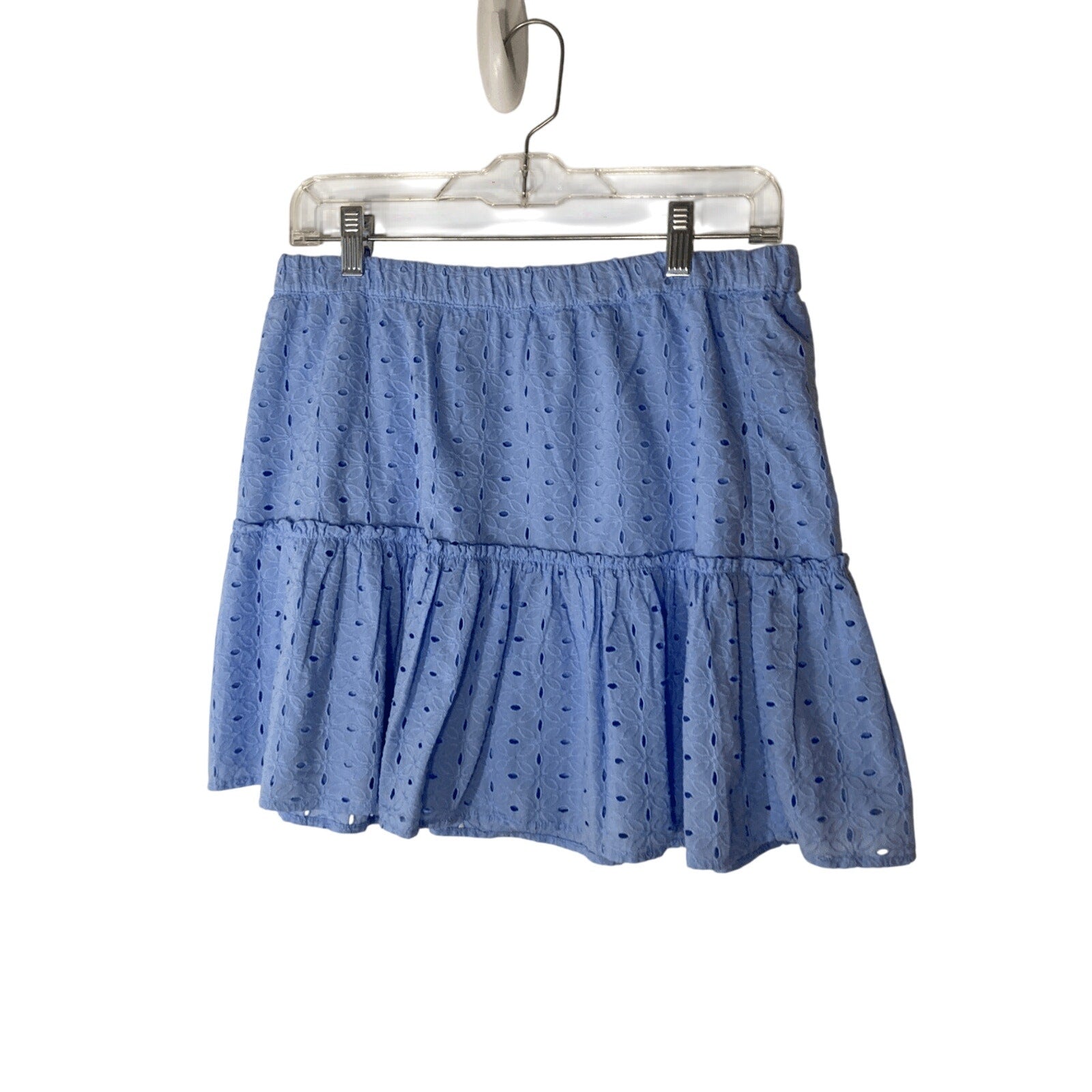 Crown and Ivy Cabana  Eyelet Soft Girl Blue Medium Mini Preppy Cotton Skirt
