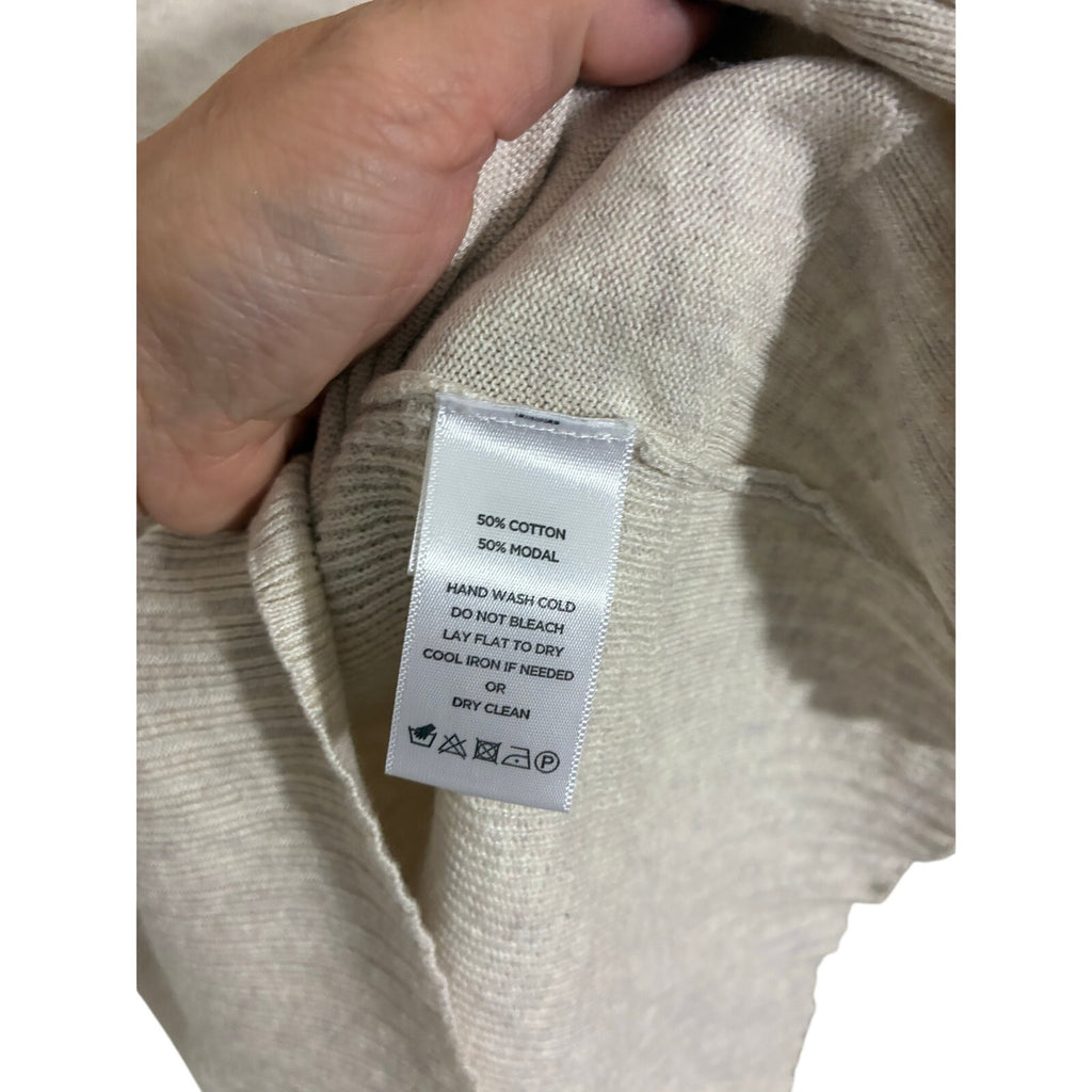 Lilla P Knit Sweater Cotton Modal S Minimalist Neutral V-Neck Preppy Sustainable