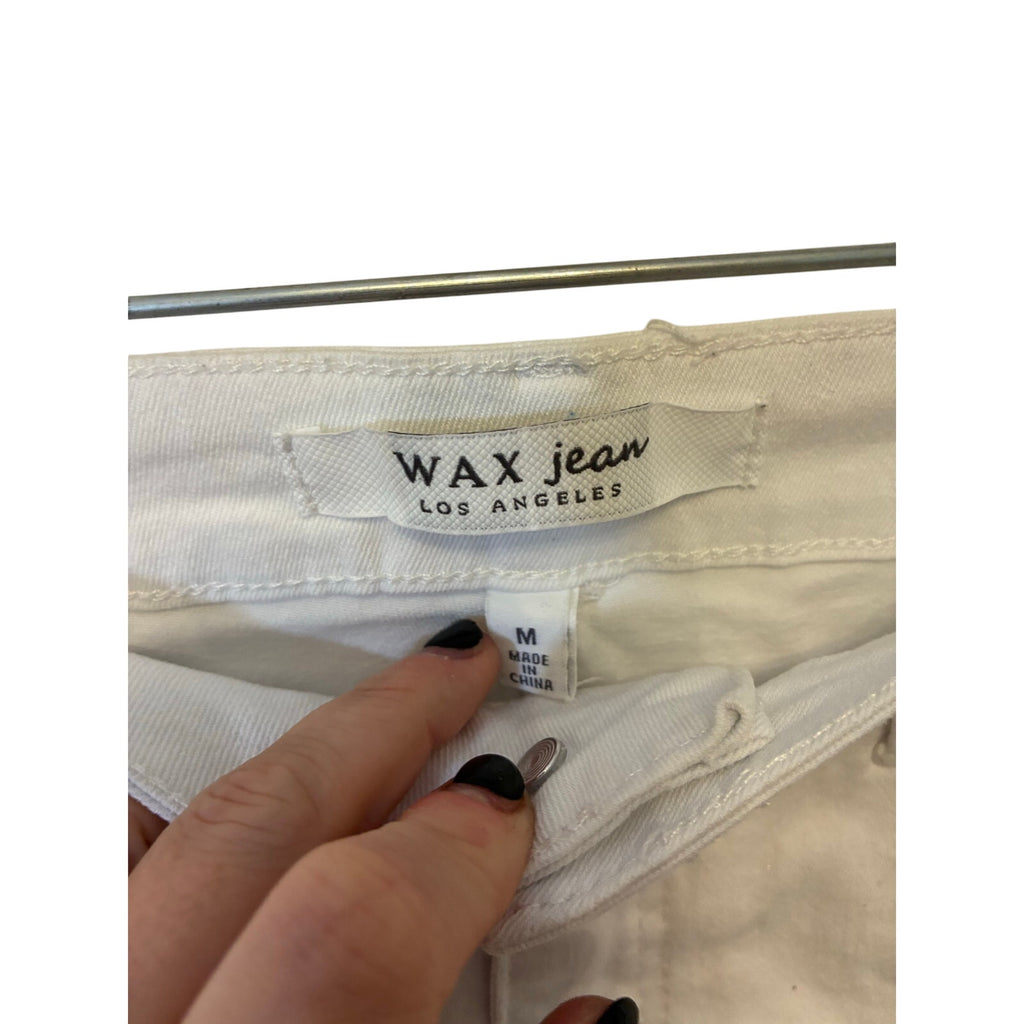 WAX Jean White Denim Mini Skirt Distressed Raw Hem Women’s Medium