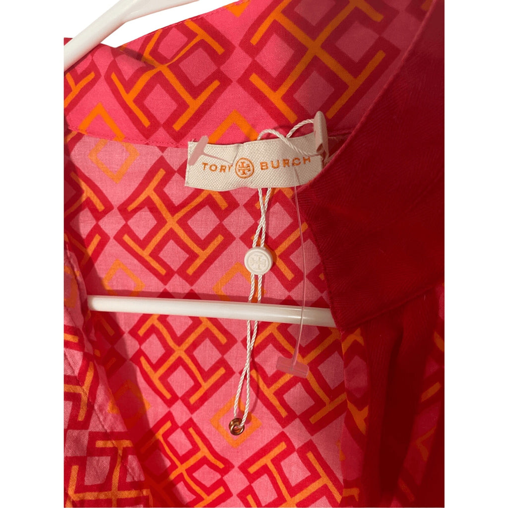 NWOT Tori Burch Honeysuckle Cotton Resortwear Printed Red Pink Tunic