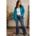 Woman's Etoile Aqua Cardigan Western Ranch Rodeo Cowgirl Cowboy Redneck XL