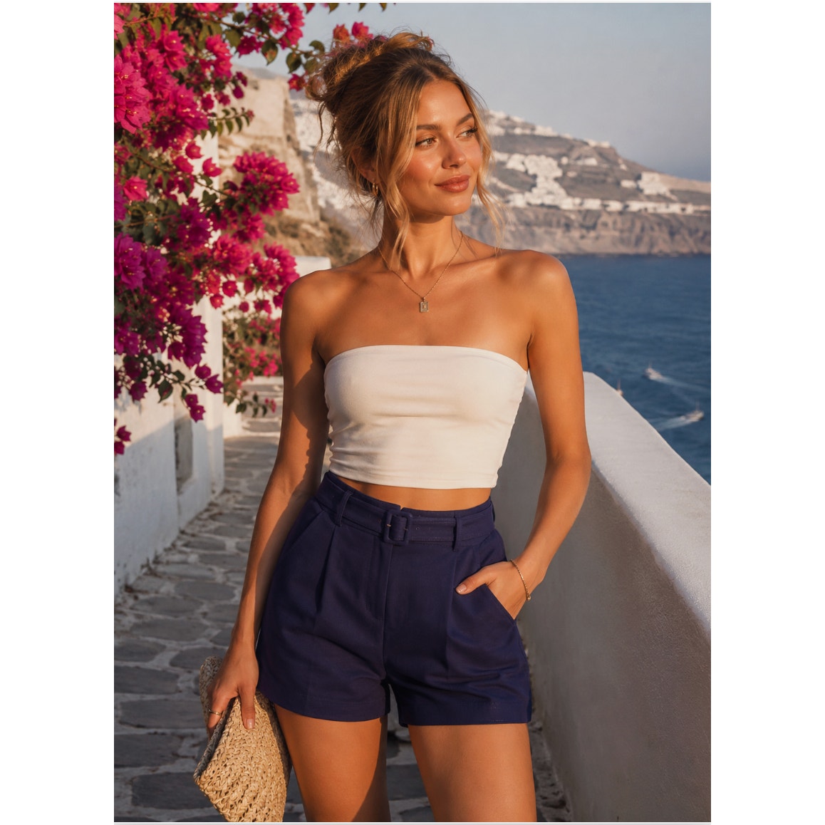 Express Navy Belted Shorts Women’s 4 Shortie High Rise Coastal Tailored Preppy