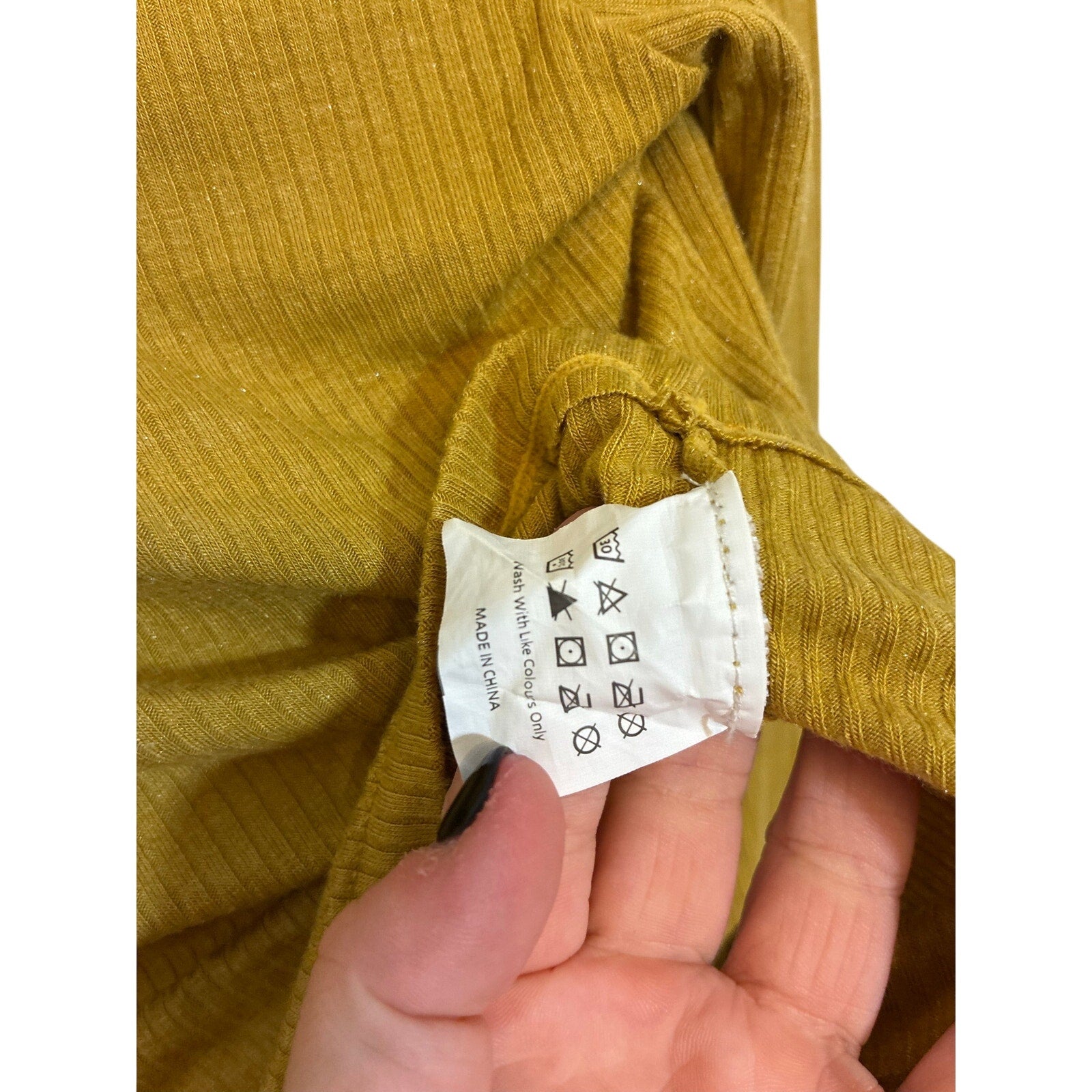 Olive Mustard Ribbed Knit Cutout Crop Top Ruched Front Small Concert Festival