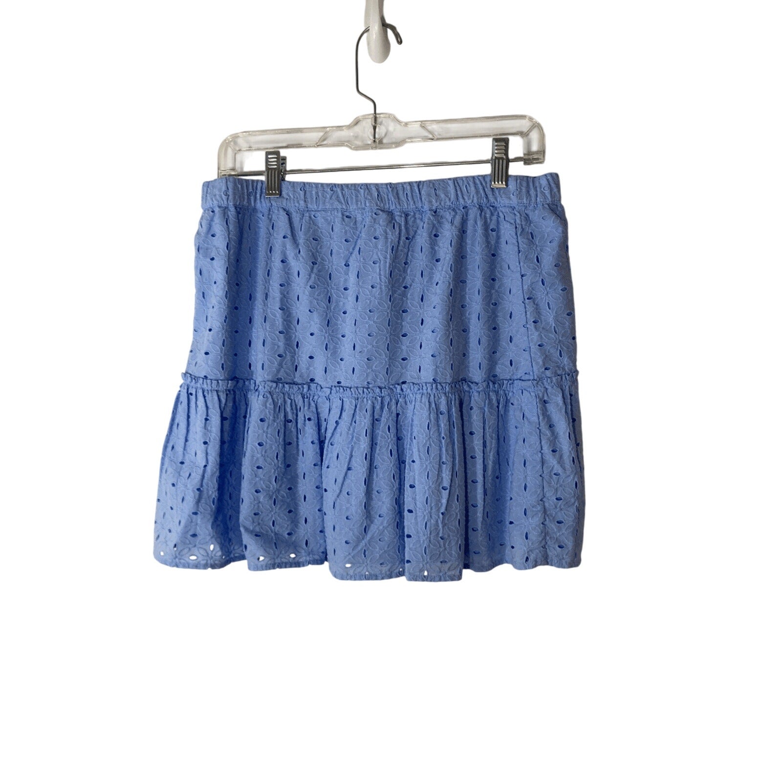 Crown and Ivy Cabana  Eyelet Soft Girl Blue Medium Mini Preppy Cotton Skirt
